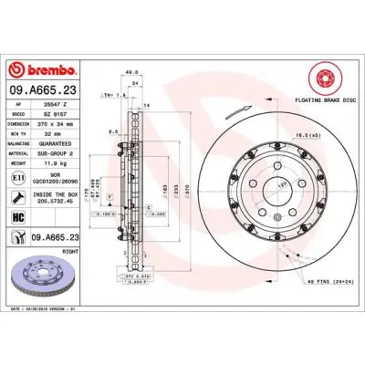 Disco de freno BREMBO 09.A665.23 Oferta